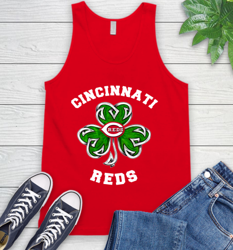 MLB Cincinnati Reds Three Leaf Clover St Patrick's Day Baseball Sports Tank Top 5
