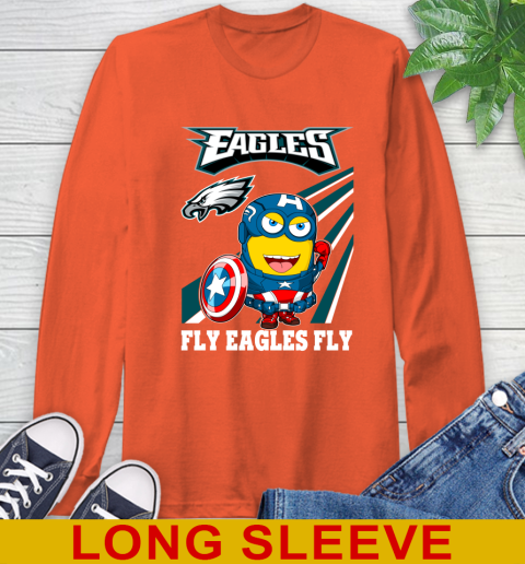 NFL Football Philadelphia Eagles Captain America Marvel Avengers Minion Shirt Long Sleeve T-Shirt 4