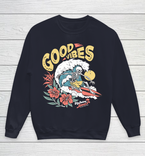 Good Vibes Skeleton Surfer Youth Sweatshirt 2