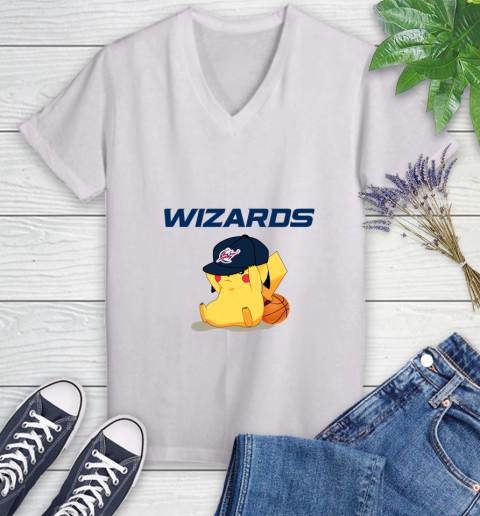 NBA Pikachu Basketball Sports Washington Wizards Women's V-Neck T-Shirt