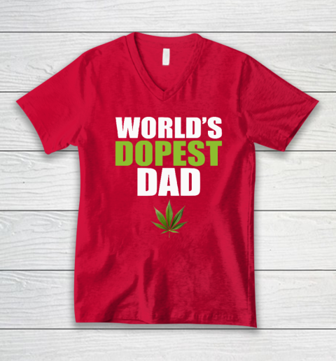 World's Dopest Dad Marijuana V-Neck T-Shirt 5
