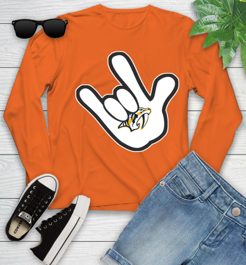 Nashville Predators NHL Hockey Mickey Rock Hand Disney Youth Long Sleeve 4
