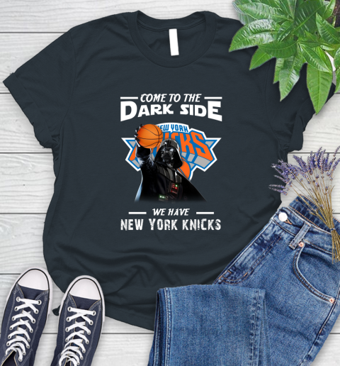 NBA Come To The Dark Side We Have New York Knicks Star Wars Darth Vader Basketball Women's T-Shirt 8