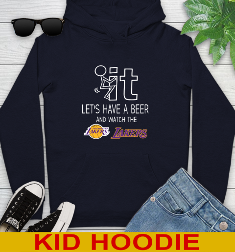Los Angeles Lakers Basketball NBA Let's Have A Beer And Watch Your Team Sports Youth Hoodie 3