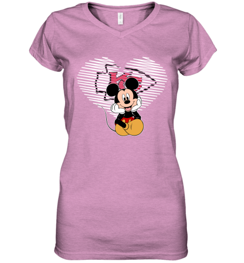 NFL Kansas City Chiefs The Heart Mickey Mouse Disney Football T Shirt TB1YvV4RQEm women v neck t shirt 39 95 151514 front heather radiant orchid