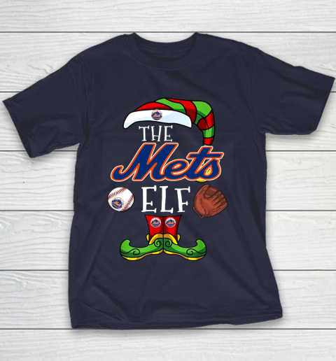 New York Mets Christmas ELF Funny MLB Youth T-Shirt 2