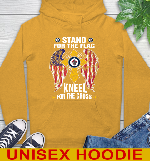 NHL Hockey Winnipeg Jets Stand For Flag Kneel For The Cross Shirt Hoodie 2