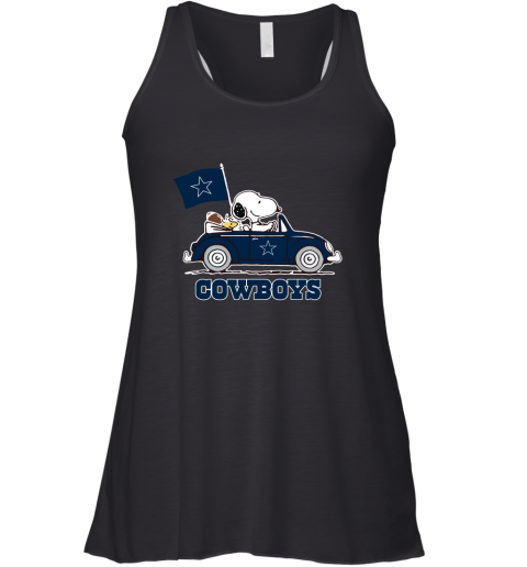 Snoopy And Woodstock Ride The Dallas Cowboys Car NFL Racerback Tank
