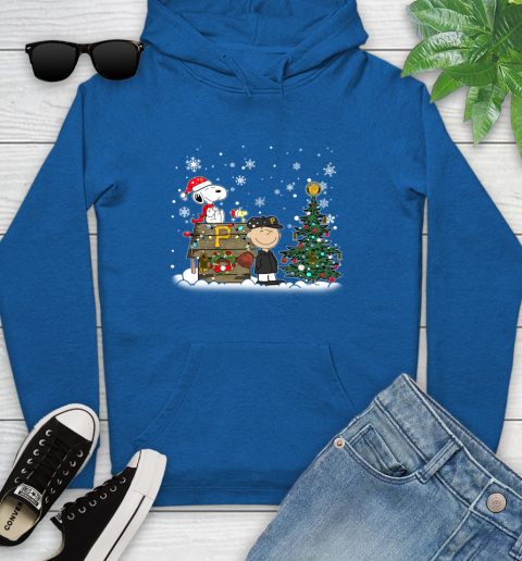 MLB Pittsburgh Pirates Snoopy Charlie Brown Christmas Baseball Commissioner's Trophy Youth Hoodie 11