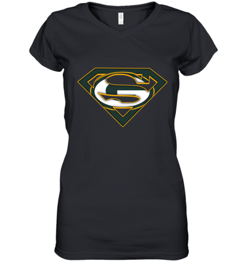 We Are Undefeatable The Green Bay Packers x Superman NFL Women's V-Neck T-Shirt