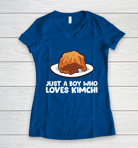Just a Boy Who Loves Kimchis Funny Kimchi Women's V-Neck T-Shirt 7