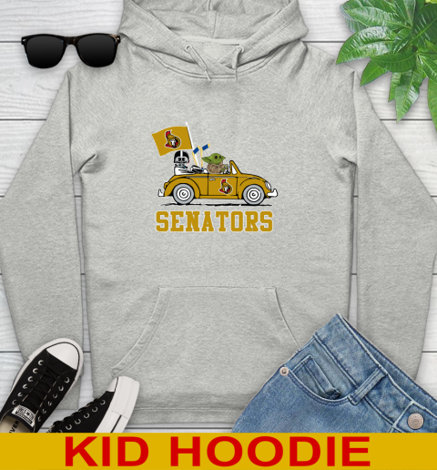 NHL Hockey Ottawa Senators Darth Vader Baby Yoda Driving Star Wars Shirt Youth Hoodie