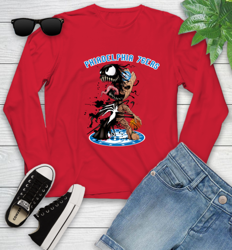 NBA Philadelphia 76ers Basketball Venom Groot Guardians Of The Galaxy Youth Long Sleeve 11