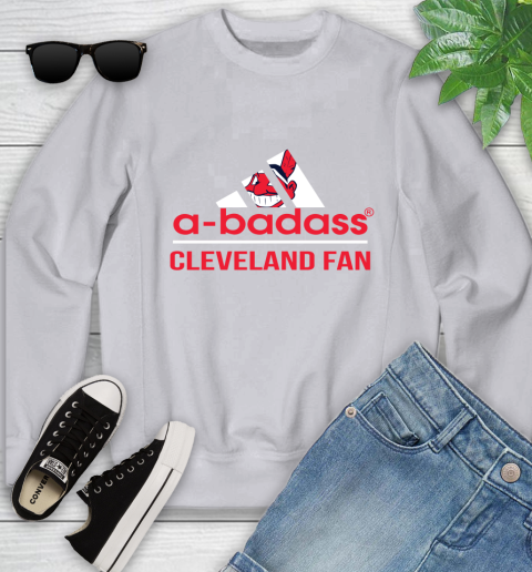MLB A Badass Cleveland Indians Fan Adidas Baseball Sports Youth Sweatshirt 3