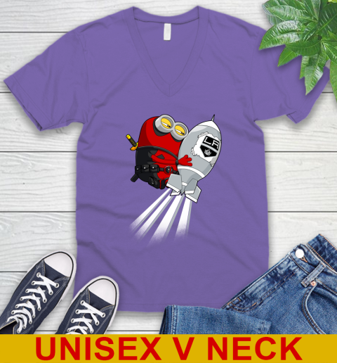 NHL Hockey Los Angeles Kings Deadpool Minion Marvel Shirt V-Neck T-Shirt 8