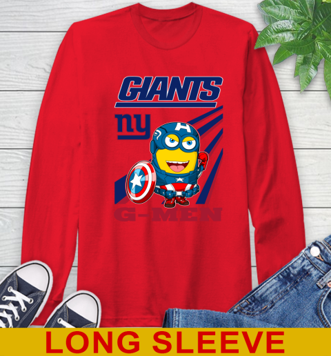 NFL Football New York Giants Captain America Marvel Avengers Minion Shirt Long Sleeve T-Shirt 12