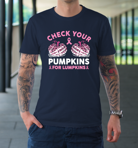 Check Your Pumpkins Breast Cancer Awareness Halloween T-Shirt 3
