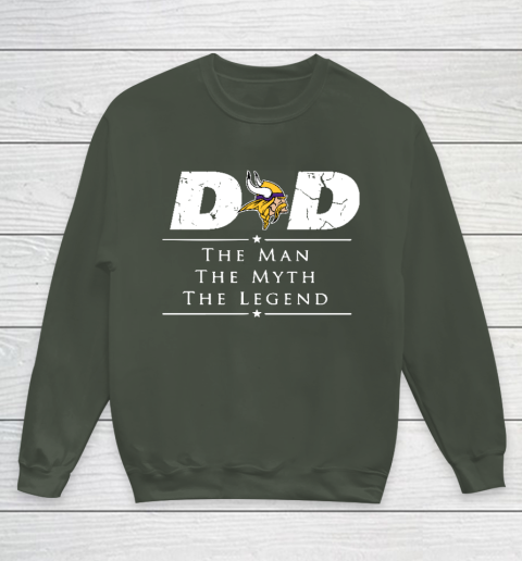 Minnesota Vikings NFL Football Dad The Man The Myth The Legend Youth Sweatshirt - Image 9