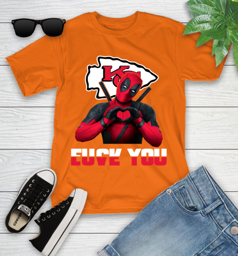 NHL Kansas City Chiefs Deadpool Love You Fuck You Football Sports Youth T-Shirt 9