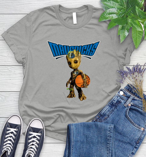 Dallas Mavericks NBA Basketball Groot Marvel Guardians Of The Galaxy Women's T-Shirt 10