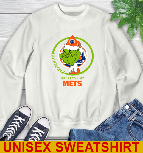 New York Mets MLB Christmas Grinch I Hate People But I Love My Favorite Baseball Team Sweatshirt