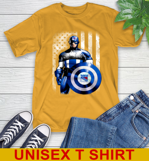 New York Rangers NHL Hockey Captain America Marvel Avengers American Flag Shirt T-Shirt 2
