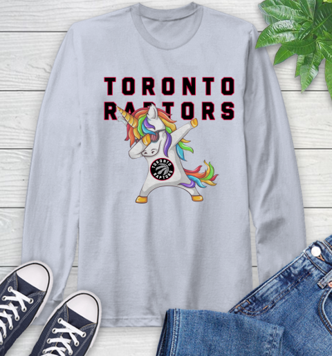 Toronto Raptors NBA Basketball Funny Unicorn Dabbing Sports Long Sleeve T-Shirt 6