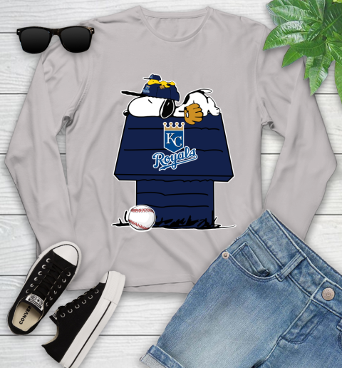 MLB Kansas City Royals Snoopy Woodstock The Peanuts Movie Baseball T Shirt Youth Long Sleeve 12