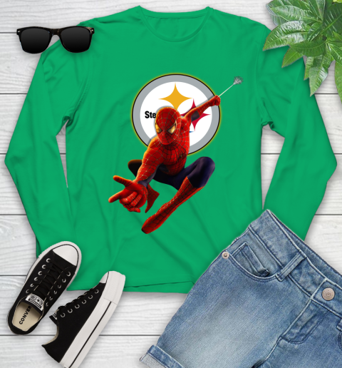 NFL Spider Man Avengers Endgame Football Pittsburgh Steelers Youth Long Sleeve 6