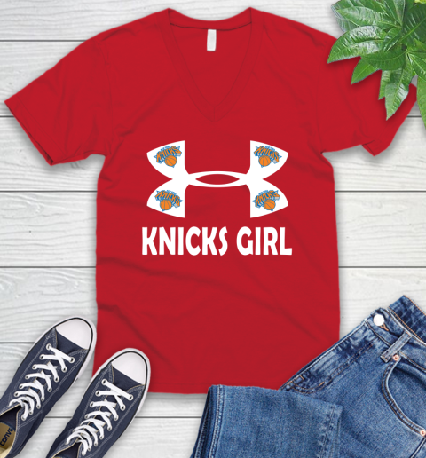 NBA New York Knicks Girl Under Armour Basketball Sports V-Neck T-Shirt 6