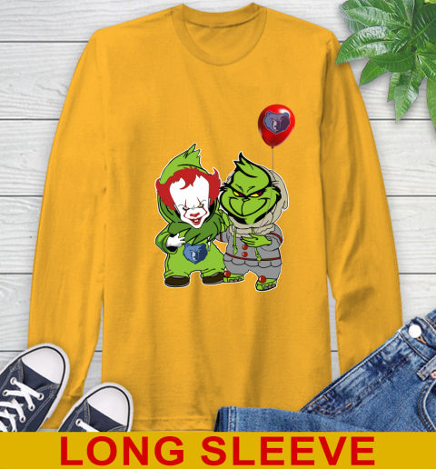 Memphis Grizzlies Baby Pennywise Grinch Christmas NBA Basketball Long Sleeve T-Shirt 3