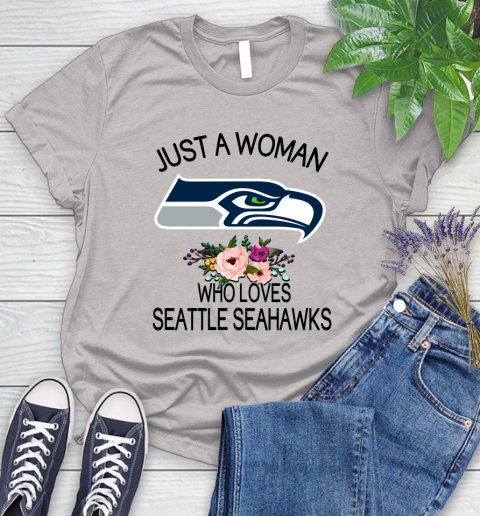 NFL Just A Woman Who Loves Seattle Seahawks Football Sports Women's T-Shirt 10