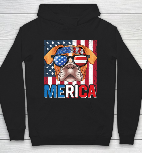 Independence Day English Bulldog Merica 4th of July Dog American Puppy Hoodie