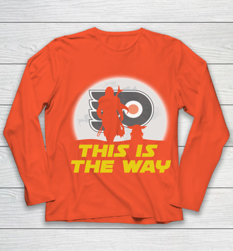 Philadelphia Flyers NHL Ice Hockey Star Wars Yoda And Mandalorian This Is The Way Youth Long Sleeve 3