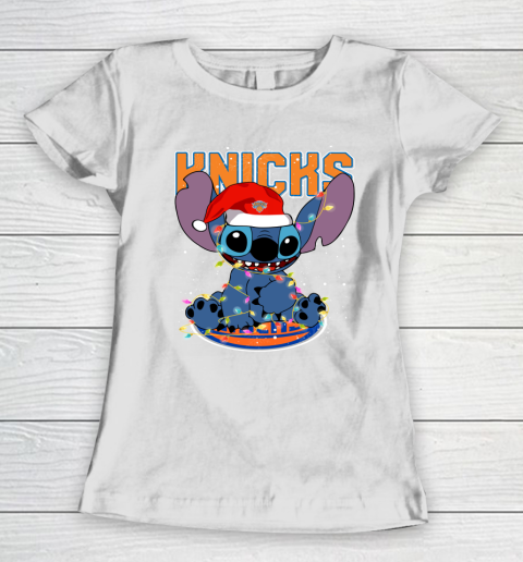 New York Knicks NBA noel stitch Basketball Christmas Women's T-Shirt