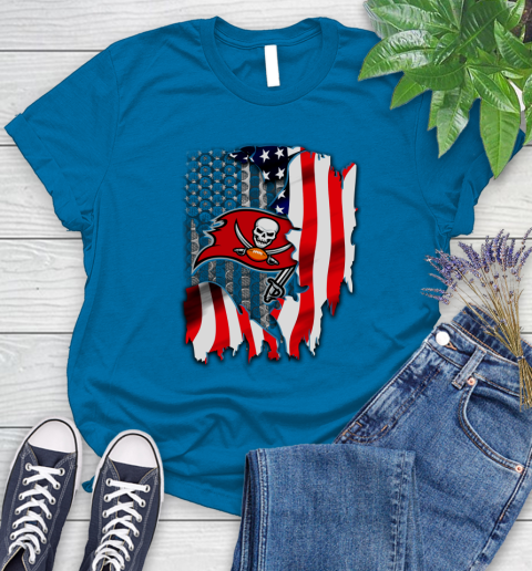 Tampa Bay Buccaneers NFL Football American Flag Women's T-Shirt 10