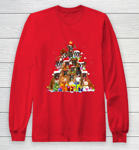 Christmas Pajama Boxer Tree Xmas Gifts Dog Dad Mom Long Sleeve T-Shirt 7