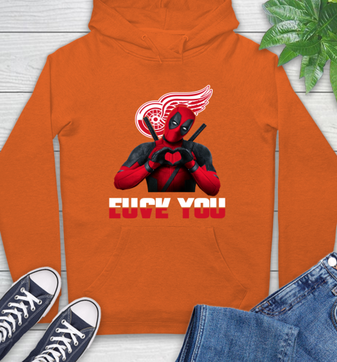 NHL Detroit Red Wings Deadpool Love You Fuck You Hockey Sports Hoodie 4