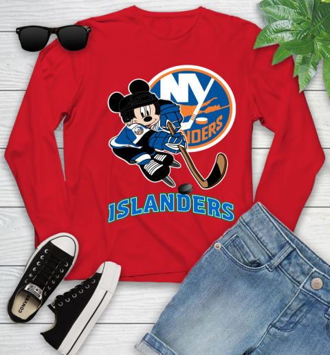 NHL New York Islanders Mickey Mouse Disney Hockey T Shirt Youth Long Sleeve 11