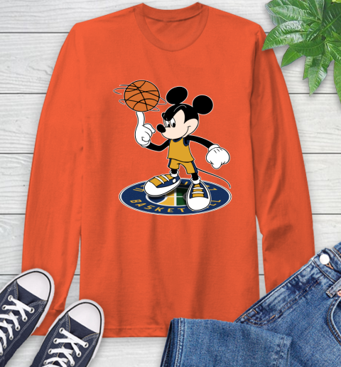 NBA Basketball Utah Jazz Cheerful Mickey Disney Shirt Long Sleeve T-Shirt 5