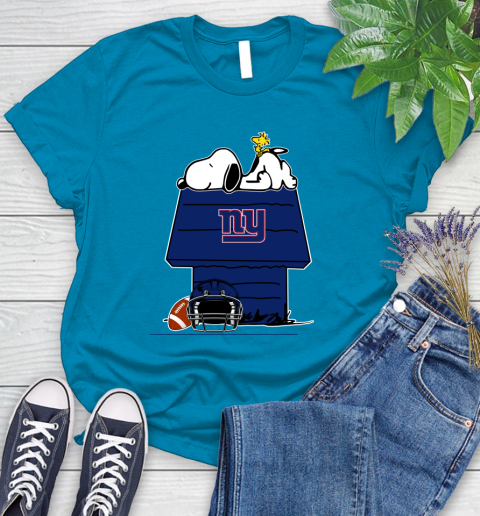 New York Giants NFL Football Snoopy Woodstock The Peanuts Movie Women's T-Shirt 7