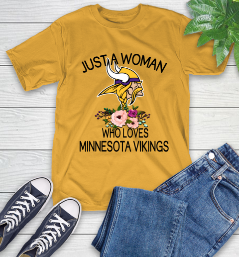 NFL Just A Woman Who Loves Minnesota Vikings Football Sports T-Shirt 2