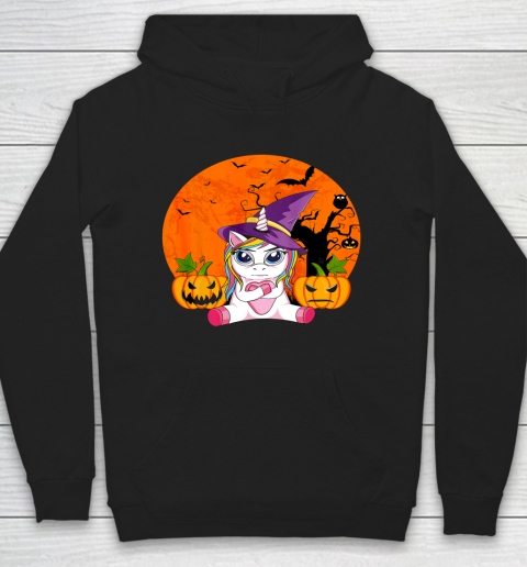 Funny Halloween Shirt Women Witchy Hat Unicorn Hoodie