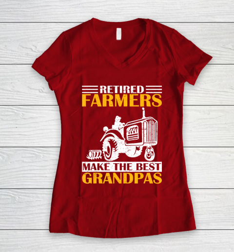 GrandFather gift shirt Retired Farmer Tractor Make The Best Grandpa Retirement Gift T Shirt Women's V-Neck T-Shirt 8