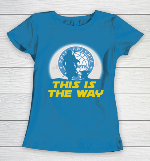 Philadelphia 76ers NBA Basketball Star Wars Yoda And Mandalorian This Is The Way Women's T-Shirt 6