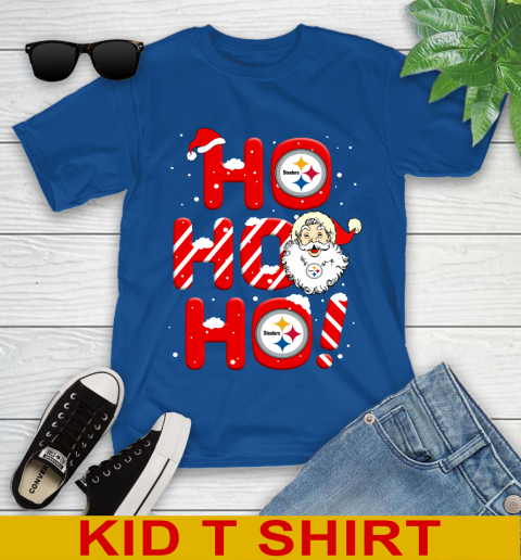 Pittsburgh Steelers NFL Football Ho Ho Ho Santa Claus Merry Christmas Shirt Youth T-Shirt 10