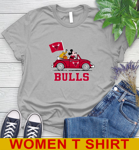 NBA Basketball Chicago Bulls Pluto Mickey Driving Disney Shirt Women's T-Shirt 5