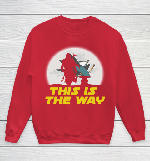 San Jose Sharks NHL Ice Hockey Star Wars Yoda And Mandalorian This Is The Way Youth Sweatshirt 7