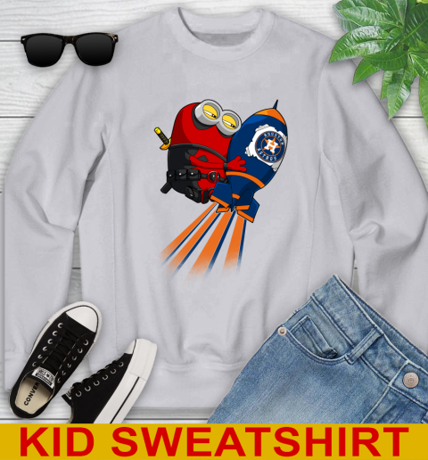 MLB Baseball Houston Astros Deadpool Minion Marvel Shirt Youth Sweatshirt 3