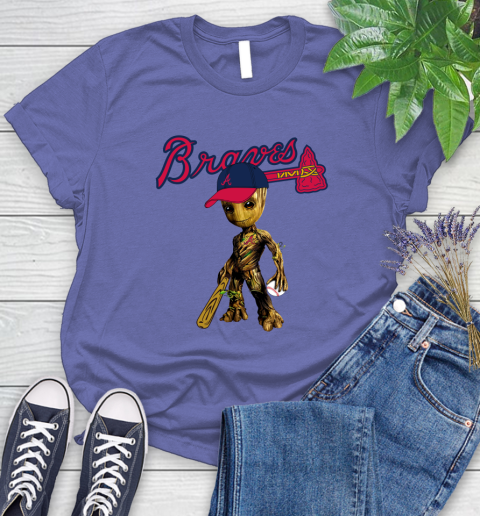 MLB Atlanta Braves Groot Guardians Of The Galaxy Baseball Women's T-Shirt 11